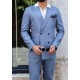 Blue Linen Double Breasted Sport Suit