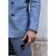 Blue Linen Double Breasted Sport Suit