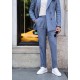 Blue Linen Double Breasted Sport Suit