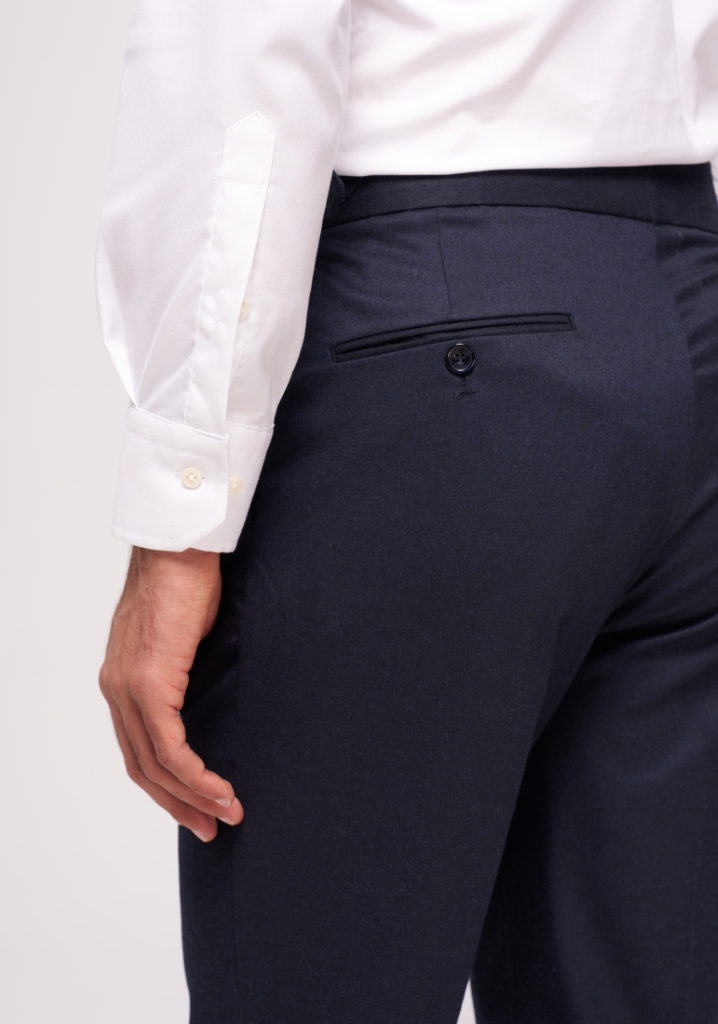 Navy Blue Single Pleat High Waist Trousers