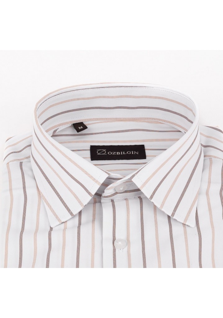 Classic Brown Pinstripe Slim Fit Shirt