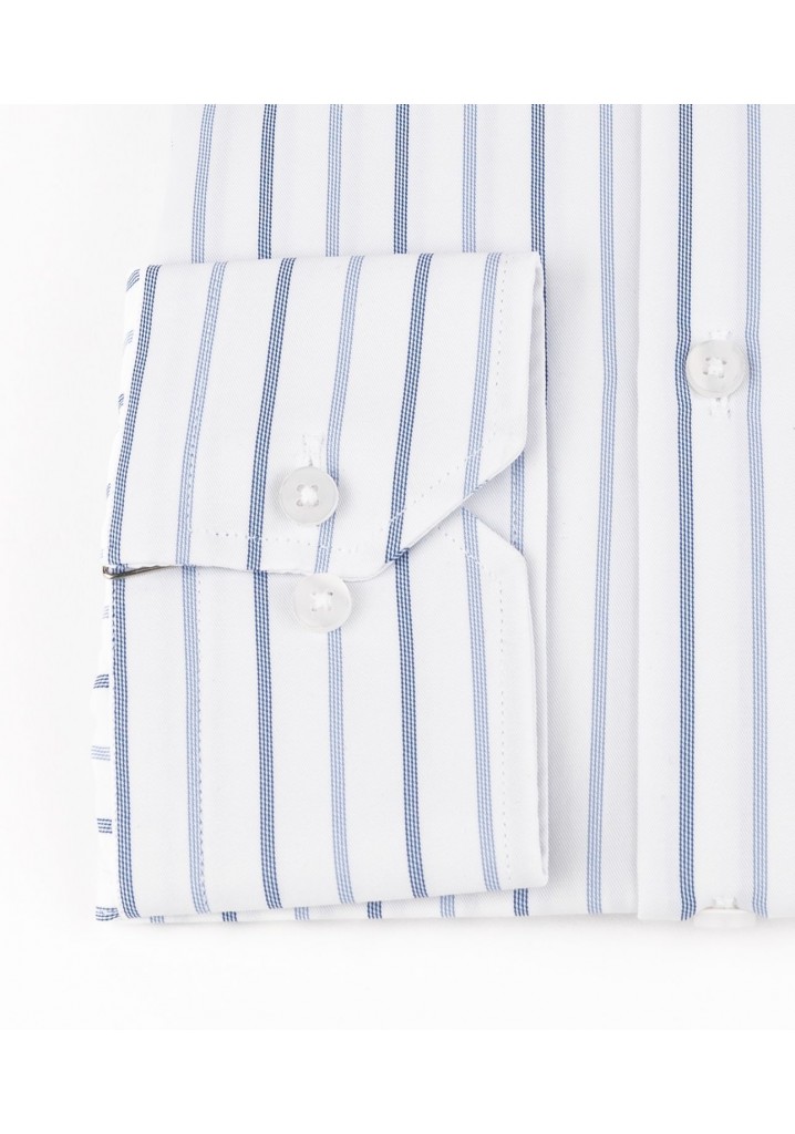  Classic Blue Pinstriped Slim Fit Shirt