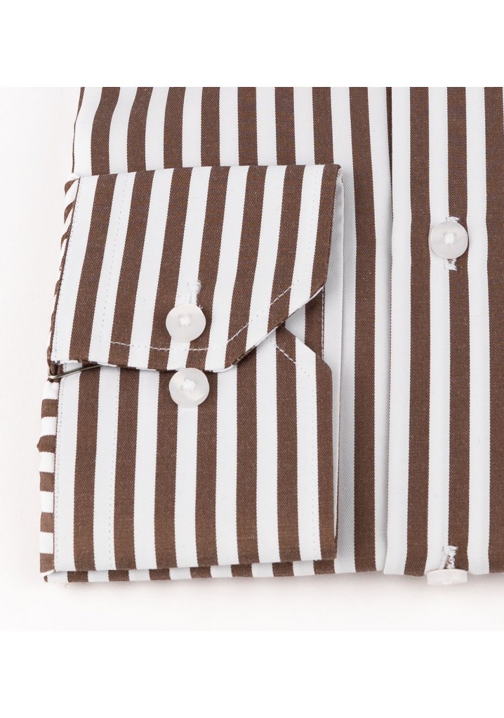 Classic Brown Thick Striped Slim Fit Shirt