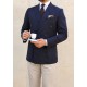 Navy Blue Tencel Fabric Double Breasted Jacket