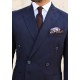 Navy Blue Tencel Fabric Double Breasted Jacket