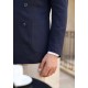 Navy Blue Tencel Fabric Double Breasted Jacket