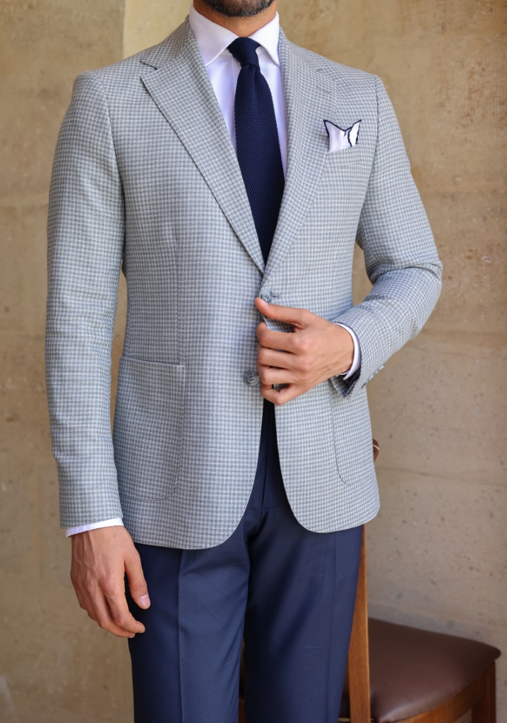 Mini Goose Feet Patterned Gray Jacket