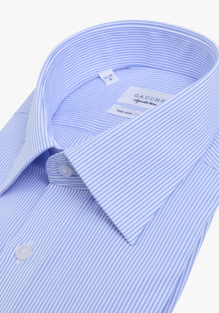 White Shirt with Blue Pinstripes