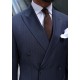 Brown Striped Navy Blue Double Breasted Suit