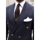 Navy Blue Tencel Fabric Double Breasted Suit