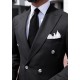 Black Tencel Fabric Double Breasted Suit