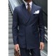 Brown Striped Navy Blue Double Breasted Suit