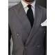 Dark Gray Double Breasted Suit with Brown Stripes