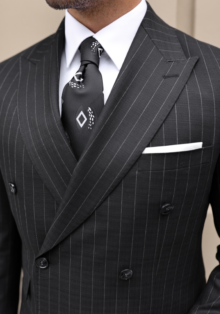 Black Striped Double Breasted Suit