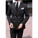 Black Tencel Fabric Double Breasted Suit