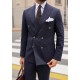 Navy Blue Tencel Fabric Double Breasted Suit