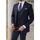 Navy Blue Textured Vest Suit