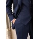 Navy Blue Textured Vest Suit