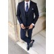 Navy Blue Textured Vest Suit