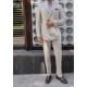 Beige Linen Double Breasted Suit with White Stripes