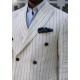 Brown Striped Linen Double Breasted Suit