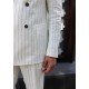 Brown Striped Linen Double Breasted Suit