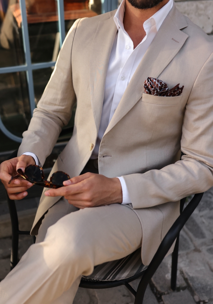 Beige Linen Suit