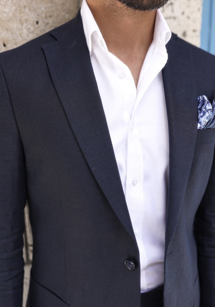 Navy Blue Linen Suit