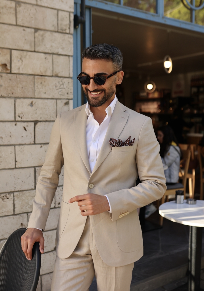 Beige Linen Suit