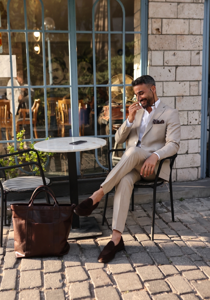 Beige Linen Suit