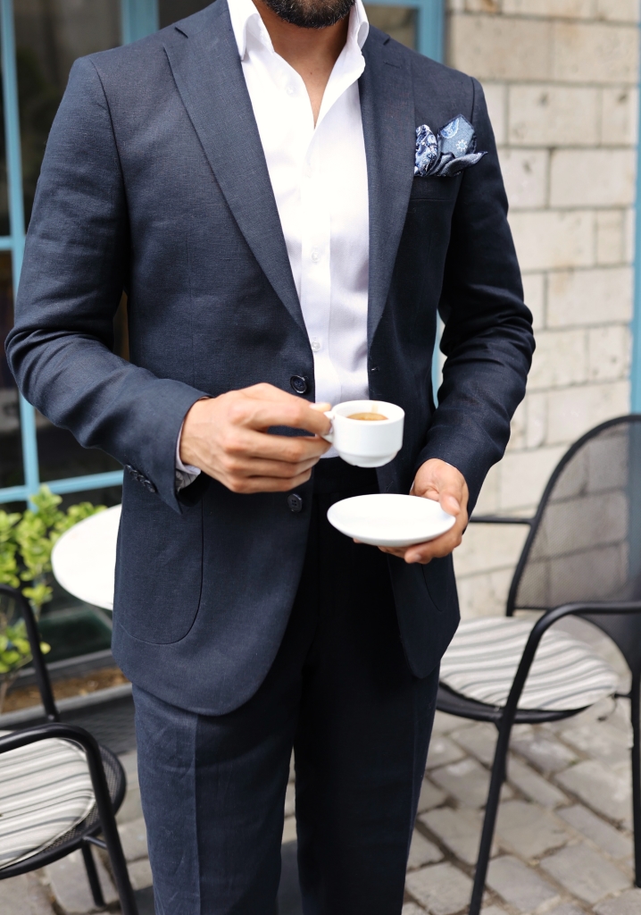 Navy Blue Linen Suit