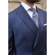 Navy Blue Double Breasted Suit with Blue Stripes