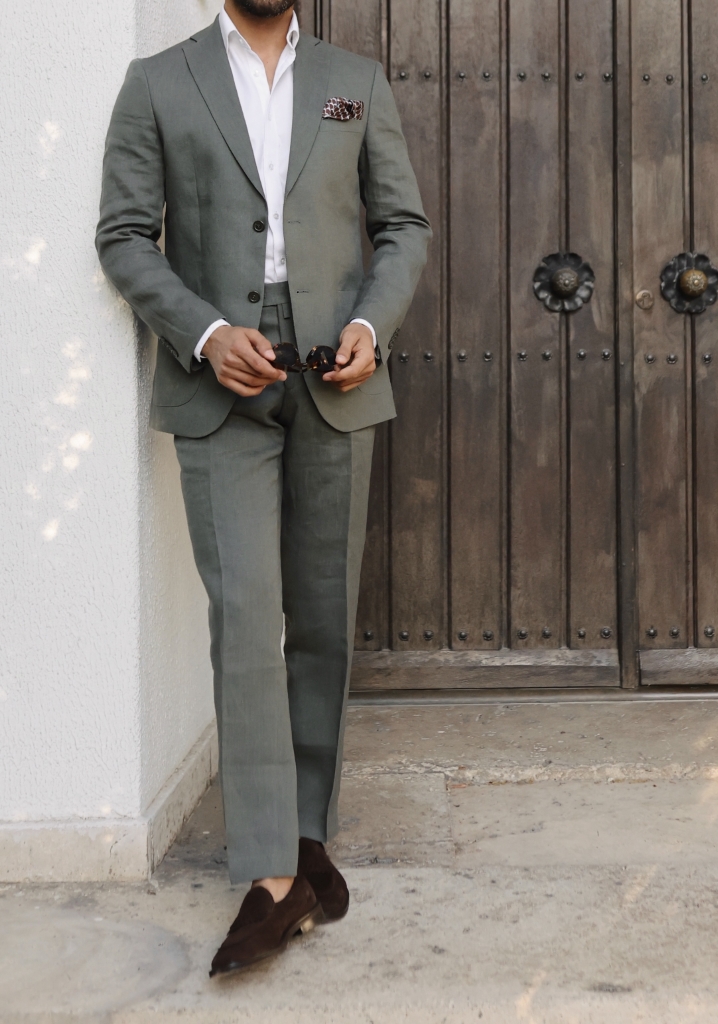 Khaki Linen Suit