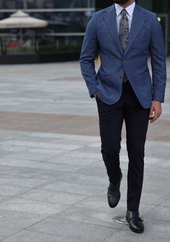 Blue Textured Jacket