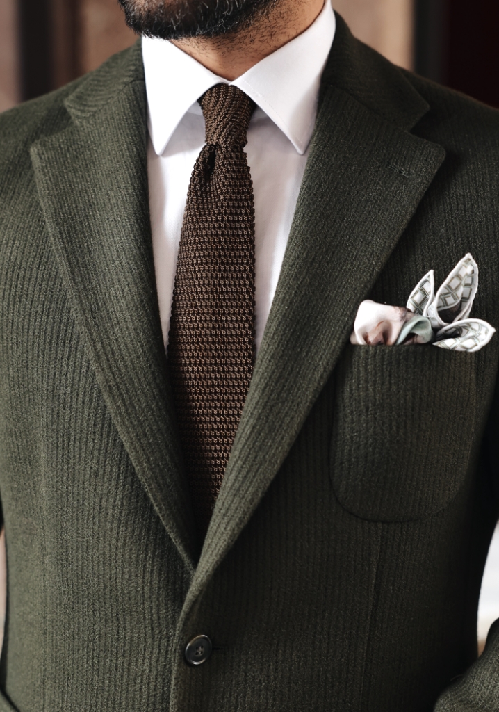  Khaki Steel Knit Wool Sports Jacket