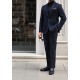 Navy Blue Steel Knit Wool Sports Jacket