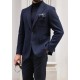 Navy Blue Steel Knit Wool Sports Jacket