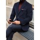 Navy Blue Velvet Blazer Jacket