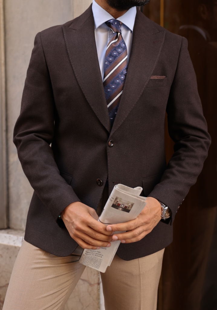 Brown Wool Blazer Jacket