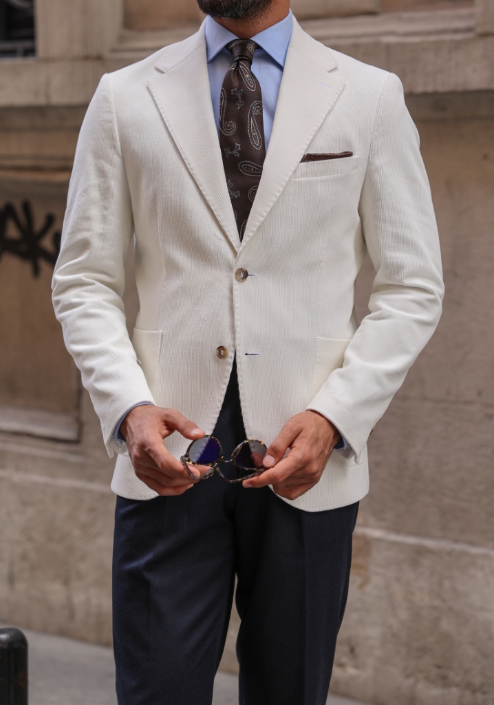 Beyaz Kadife Blazer Ceket