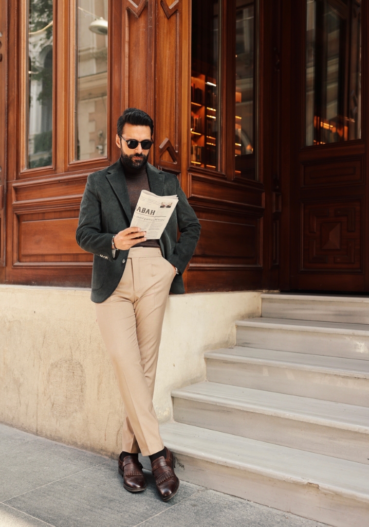 Khaki Velvet Blazer Jacket