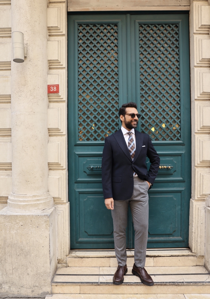 Navy Blue Wool Blazer Jacket