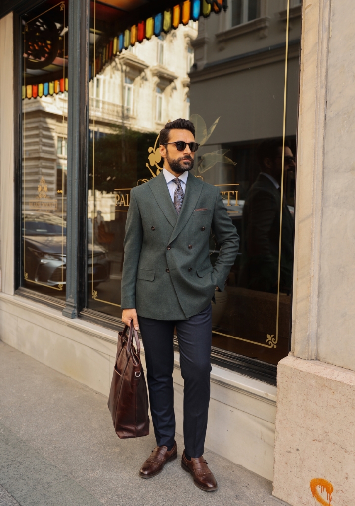 Khaki Wool Double Breasted Jacket