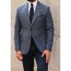 Blue Houndstooth Wool Blazer Jacket