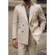 Beige Linen Double Breasted Sports Suit