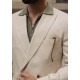 Beige Linen Double Breasted Sports Suit