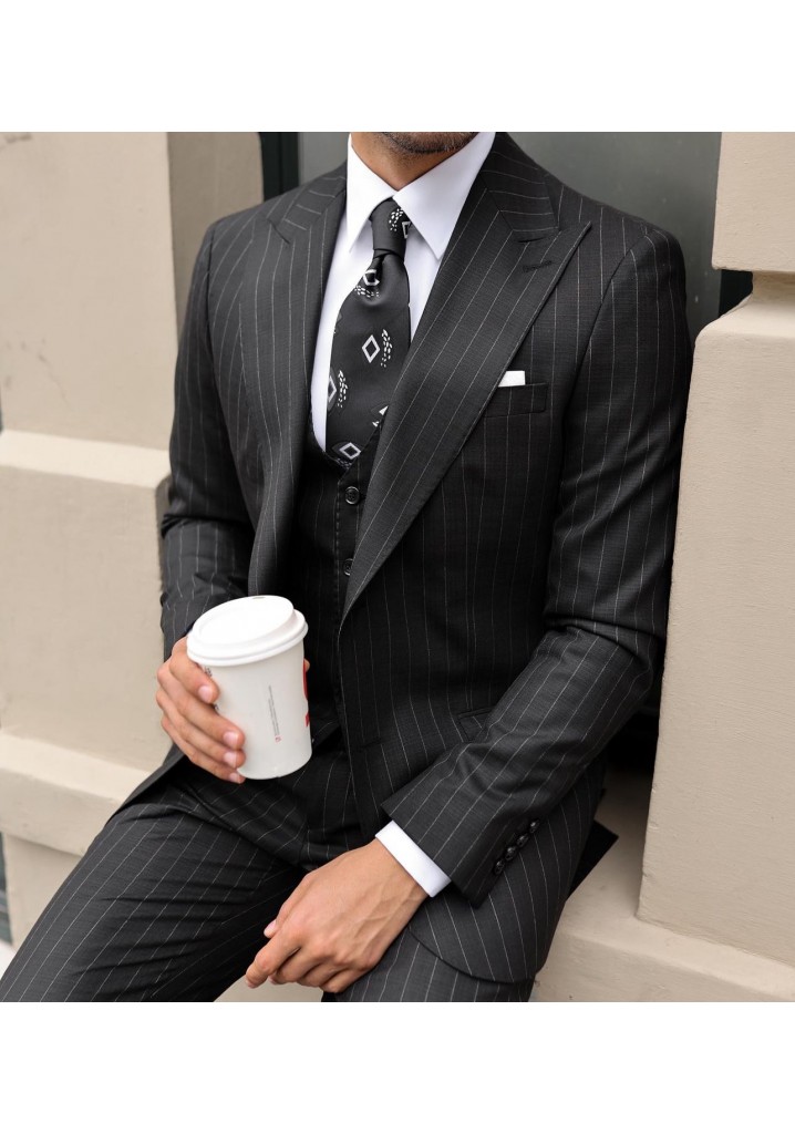 Black Suit with White Stripes