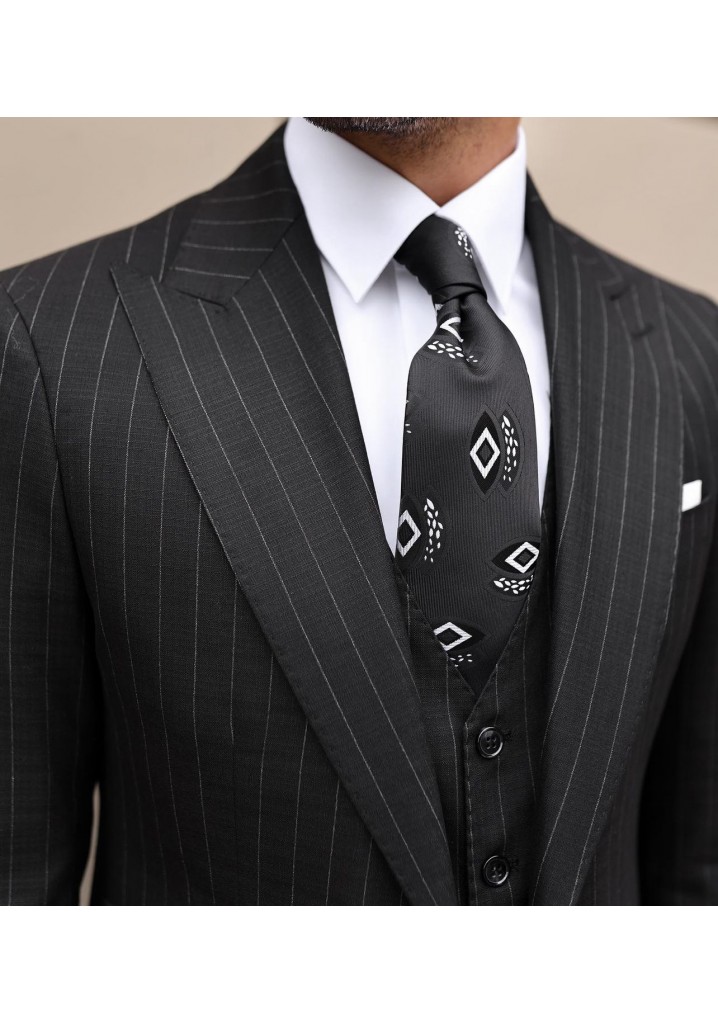 Black Suit with White Stripes