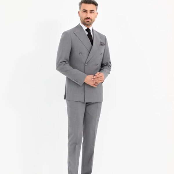 Gri Kruvaze Takım Elbise - 54