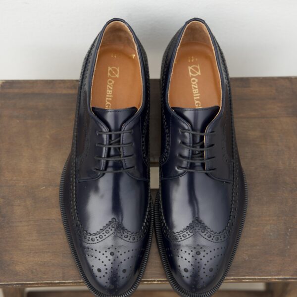 Palermo Lacivert - Microlite Taban Açma Deri Bağcıklı Klasik Erkek Ayakkabı - 43